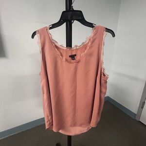 Ann Taylor Blush Pink Lace Trim sleeveless shirt